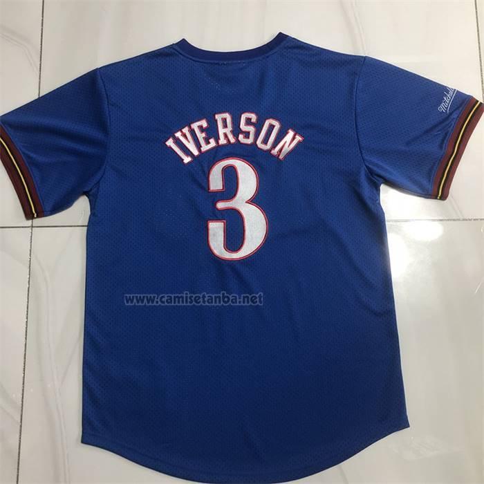 Camiseta Manga Corta Philadelphia 76ers Allen Iverson NO 3 Azul